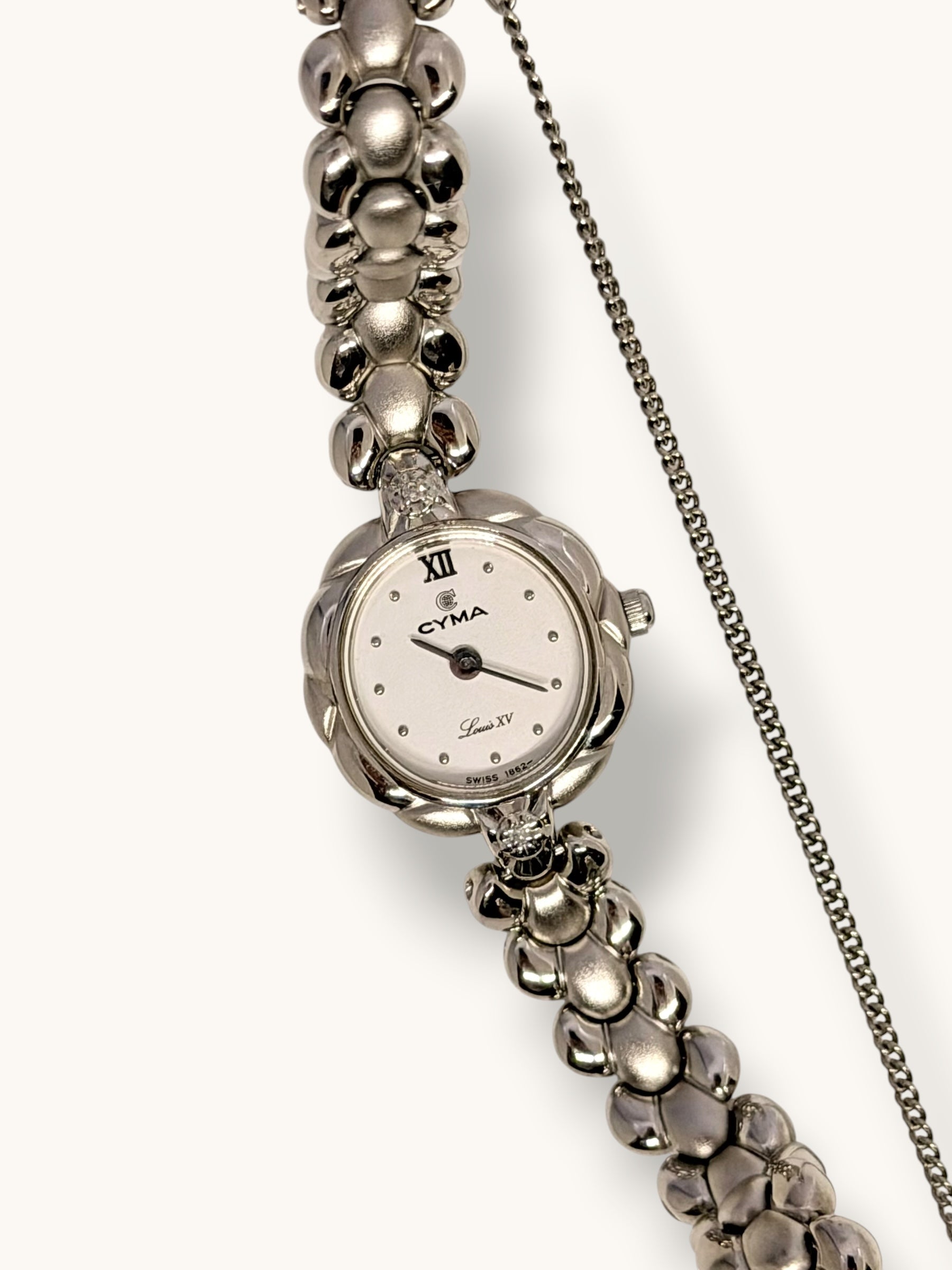 Vintage Cyma Louis XV Silver Watch
