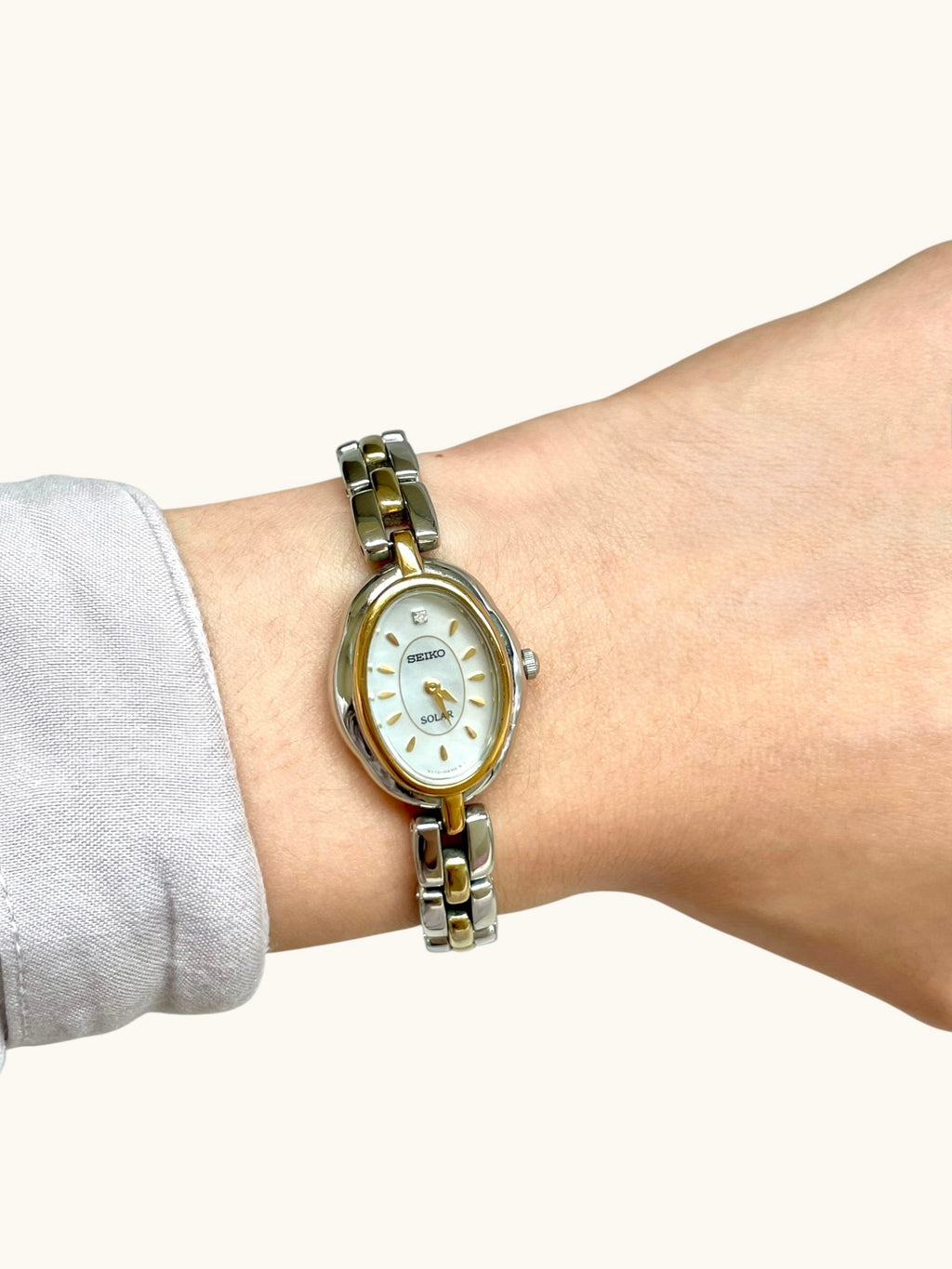 Vintage Seiko Solar Two-Tone Blue Dial Bracelet Watch