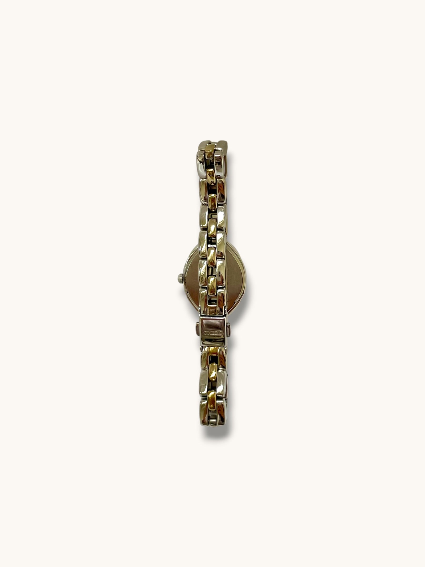 Vintage Seiko Solar Two-Tone Blue Dial Bracelet Watch