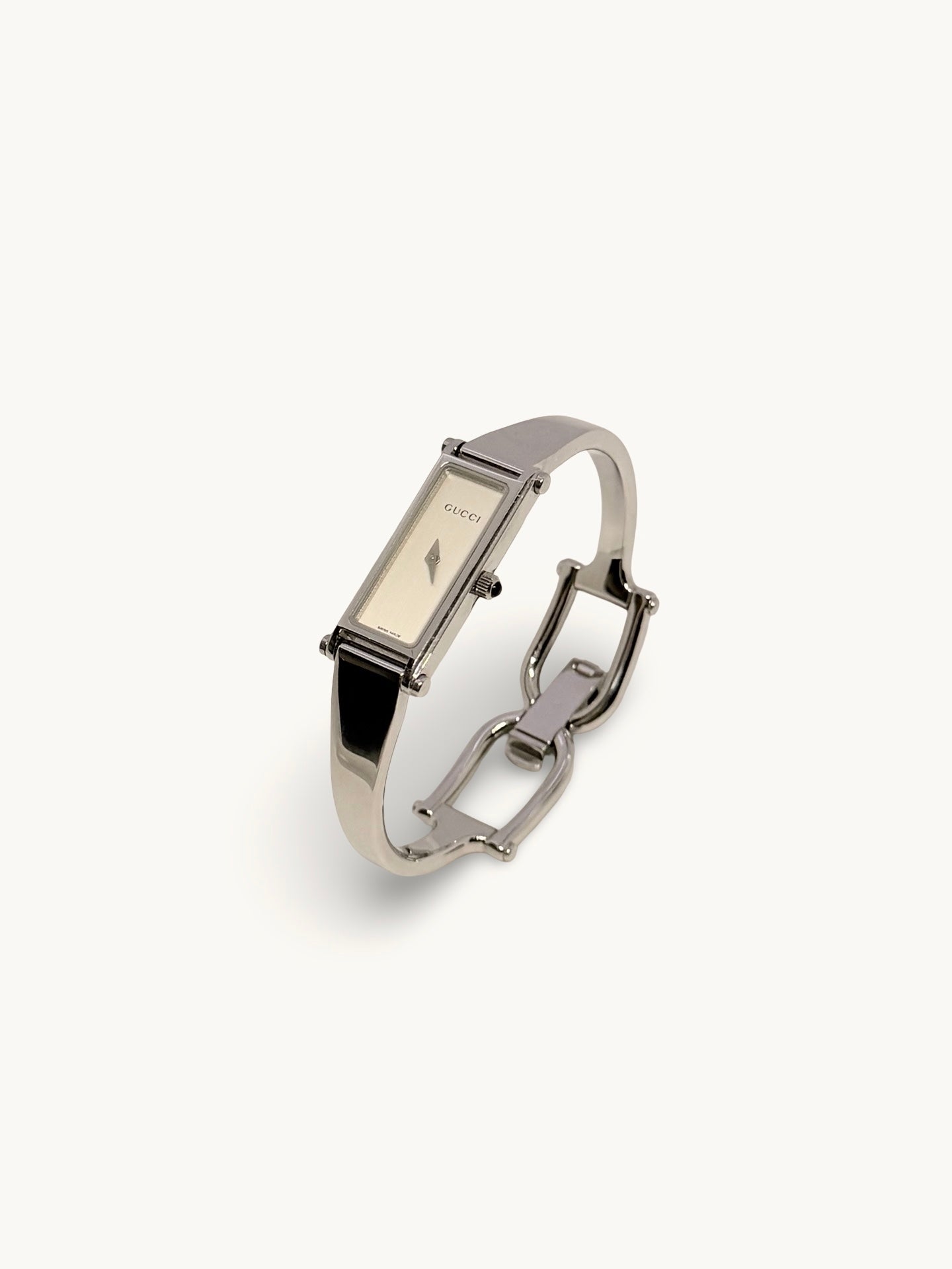 Vintage Gucci 1500L Horsebit Silver Bangle Watch (with Box)