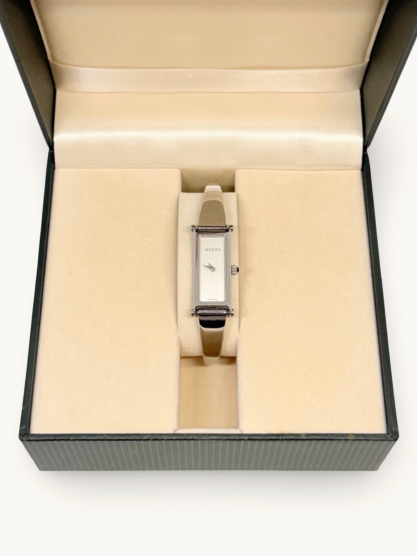 Vintage Gucci 1500L Horsebit Silver Bangle Watch (with Box)