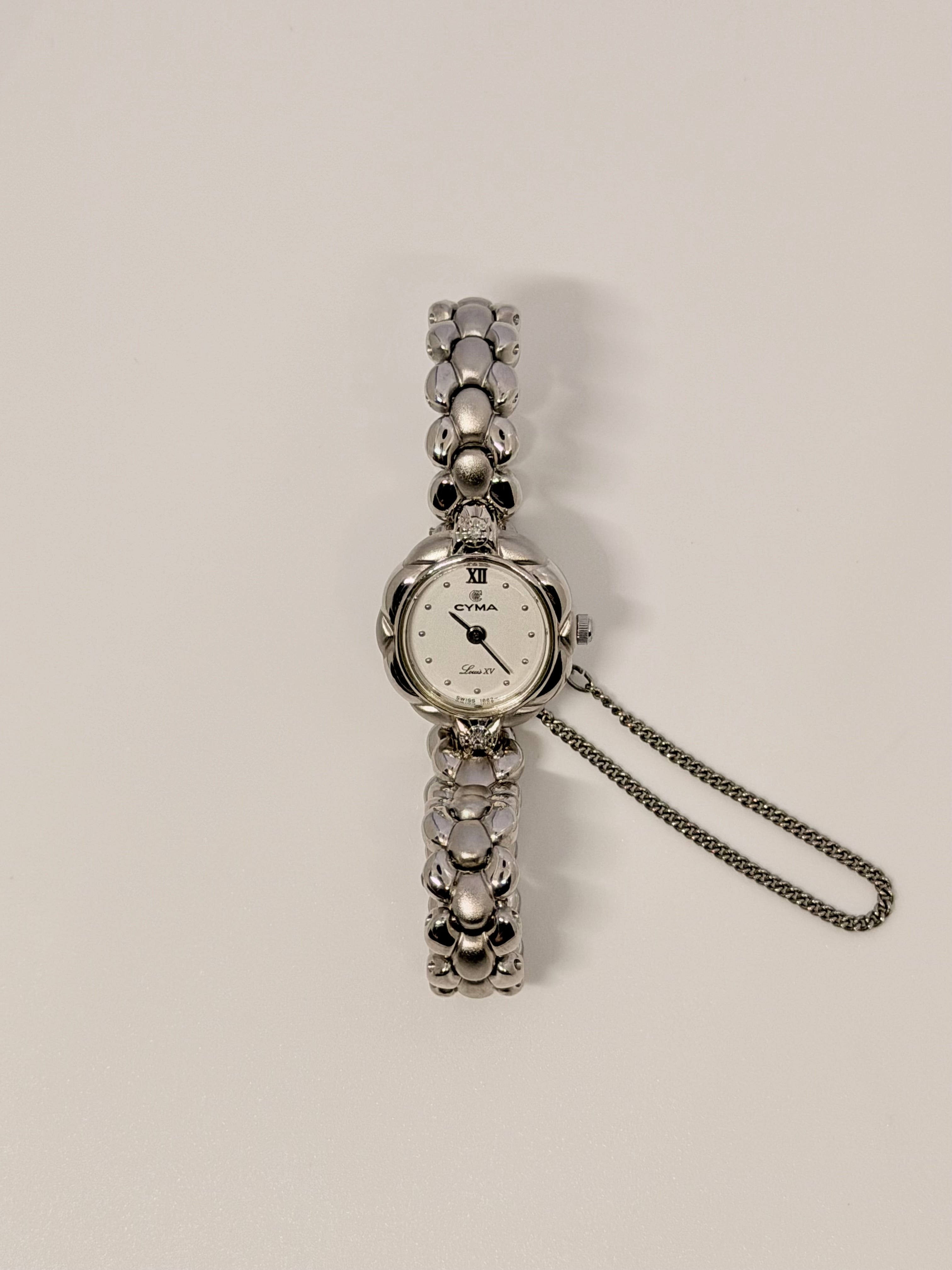 Vintage Cyma Louis XV Silver Watch