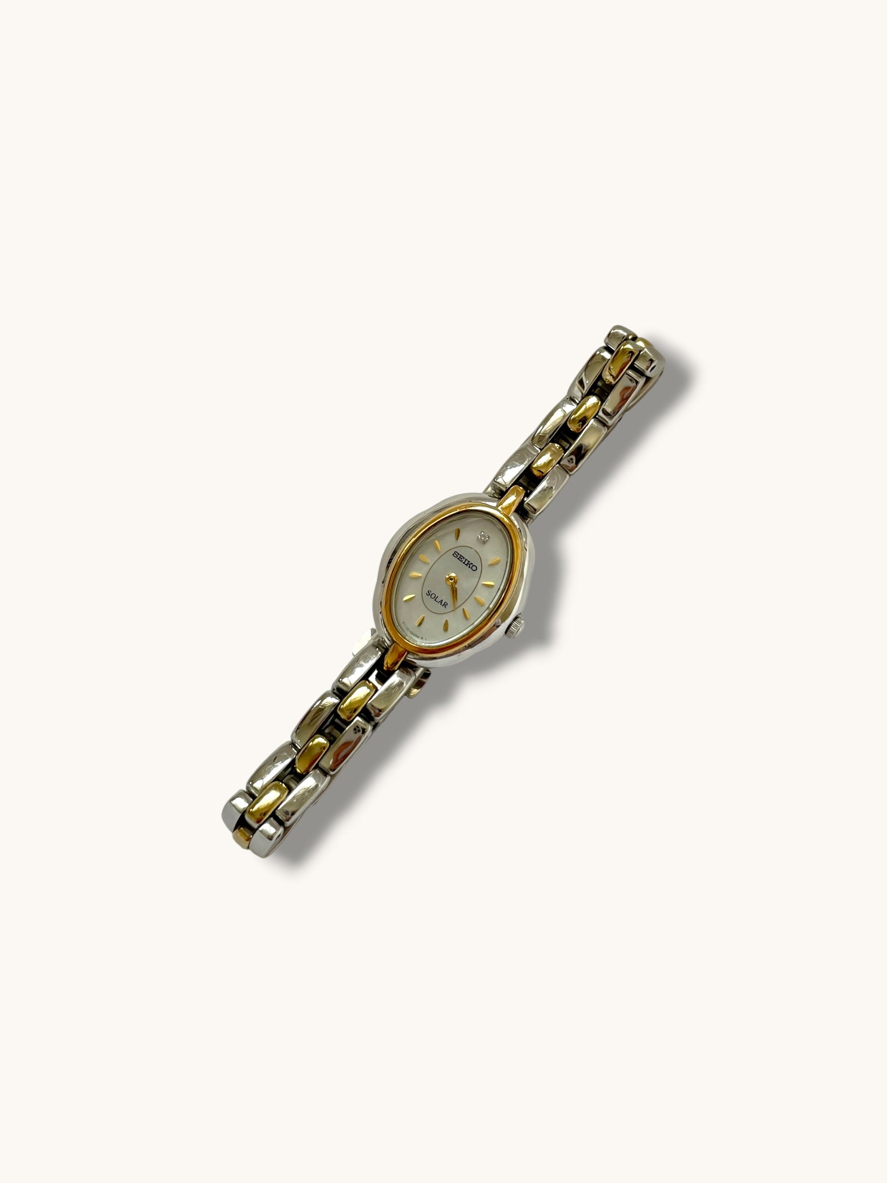 Vintage Seiko Solar Two-Tone Blue Dial Bracelet Watch