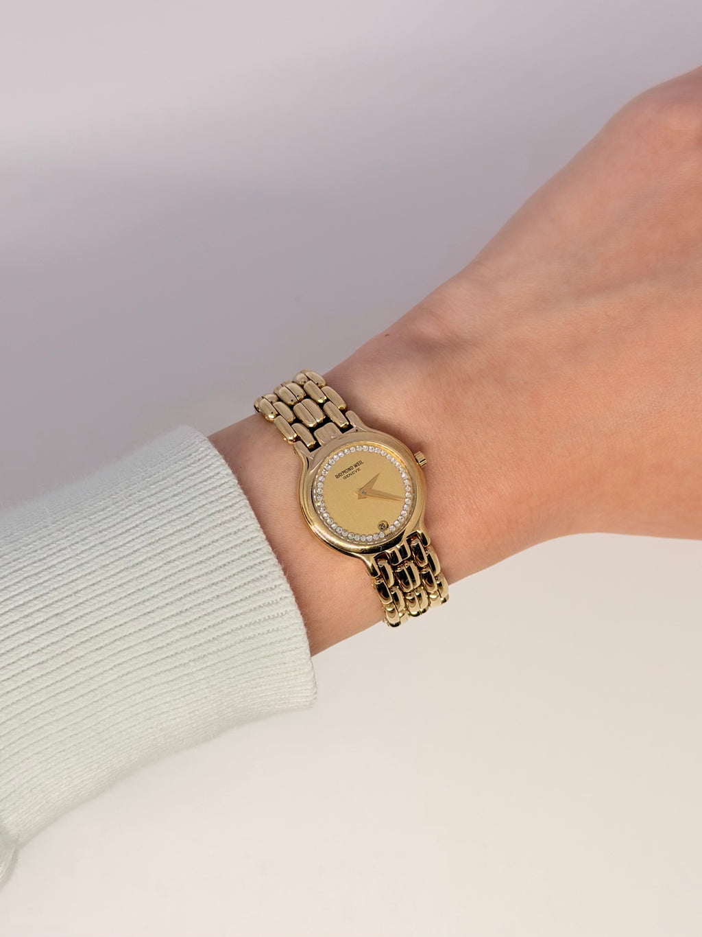 Vintage Raymond Weil Fidelio Diamond Dial 18k Gold-Plated Watch