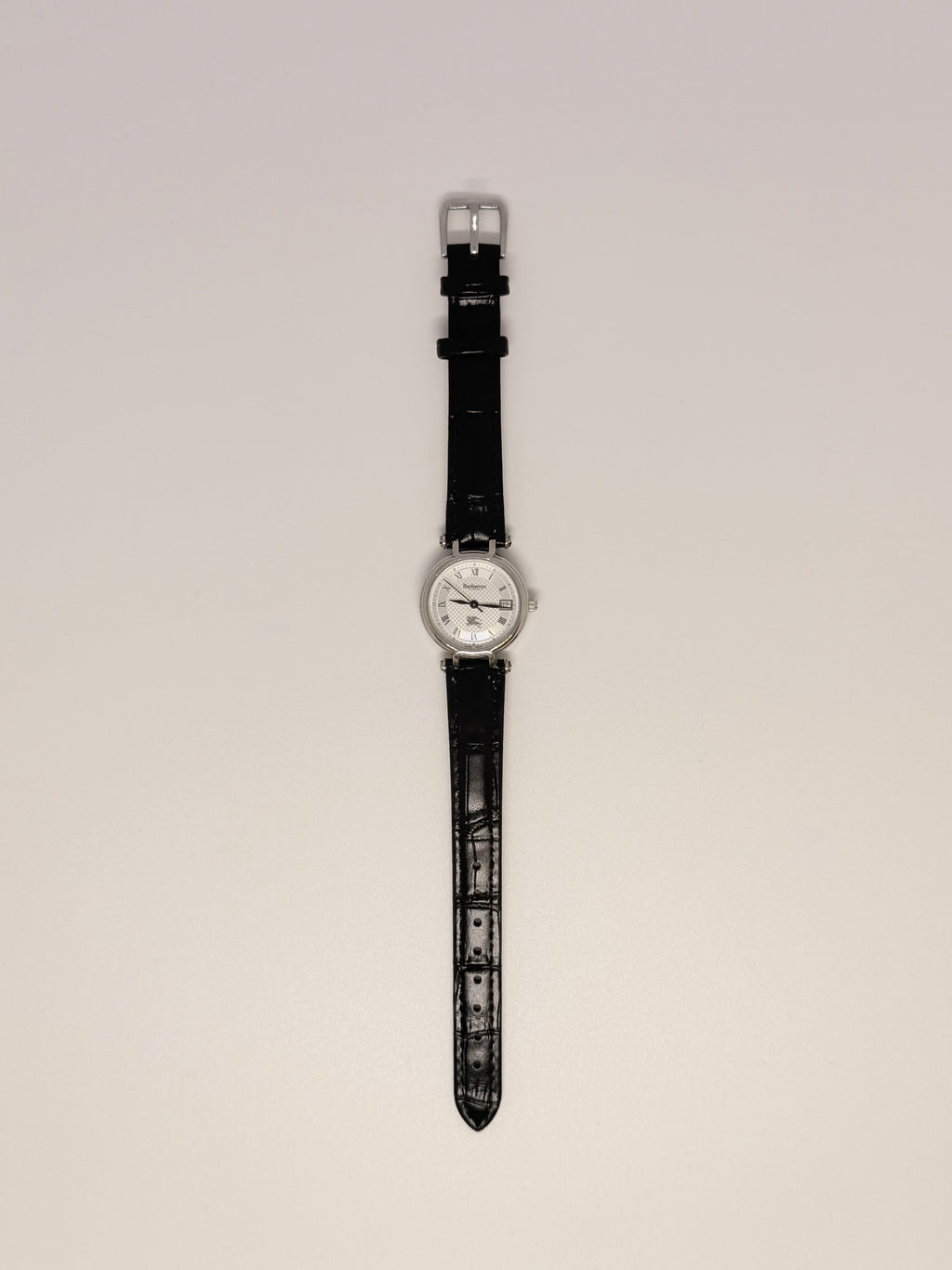 Vintage Burberry 11300L Silver Guilloché Dial Watch