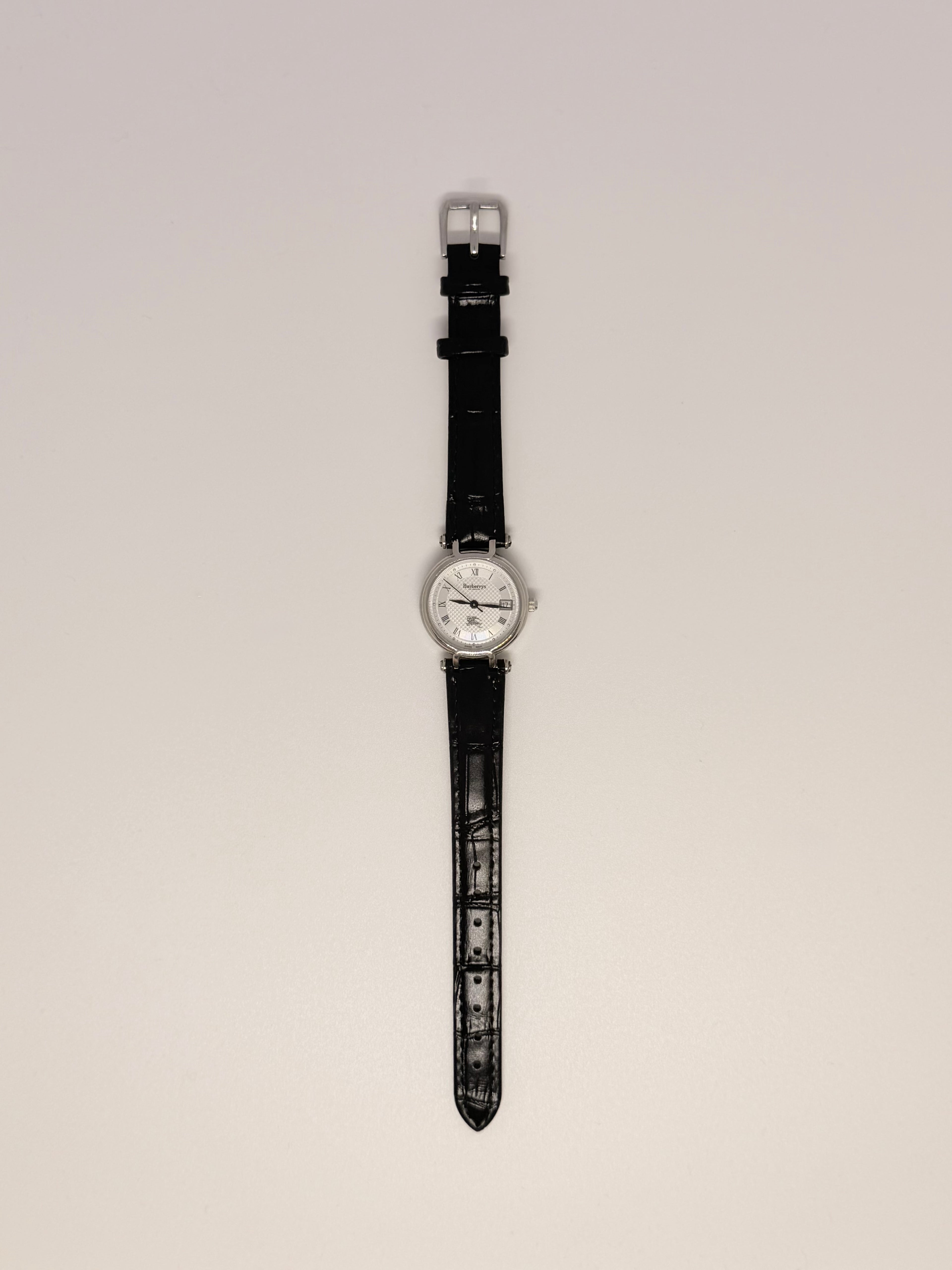 Vintage Burberry 11300L Silver Guilloché Dial Watch