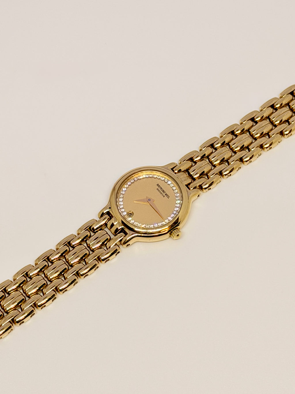 Vintage Raymond Weil Fidelio Diamond Dial 18k Gold-Plated Watch