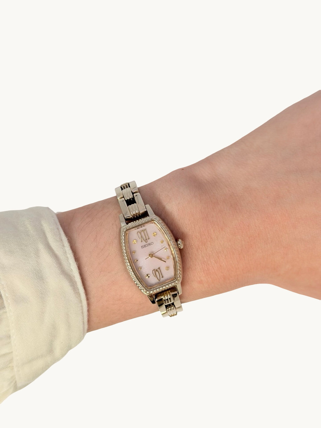 Vintage Seiko Solar Pink Dial Ladies Watch