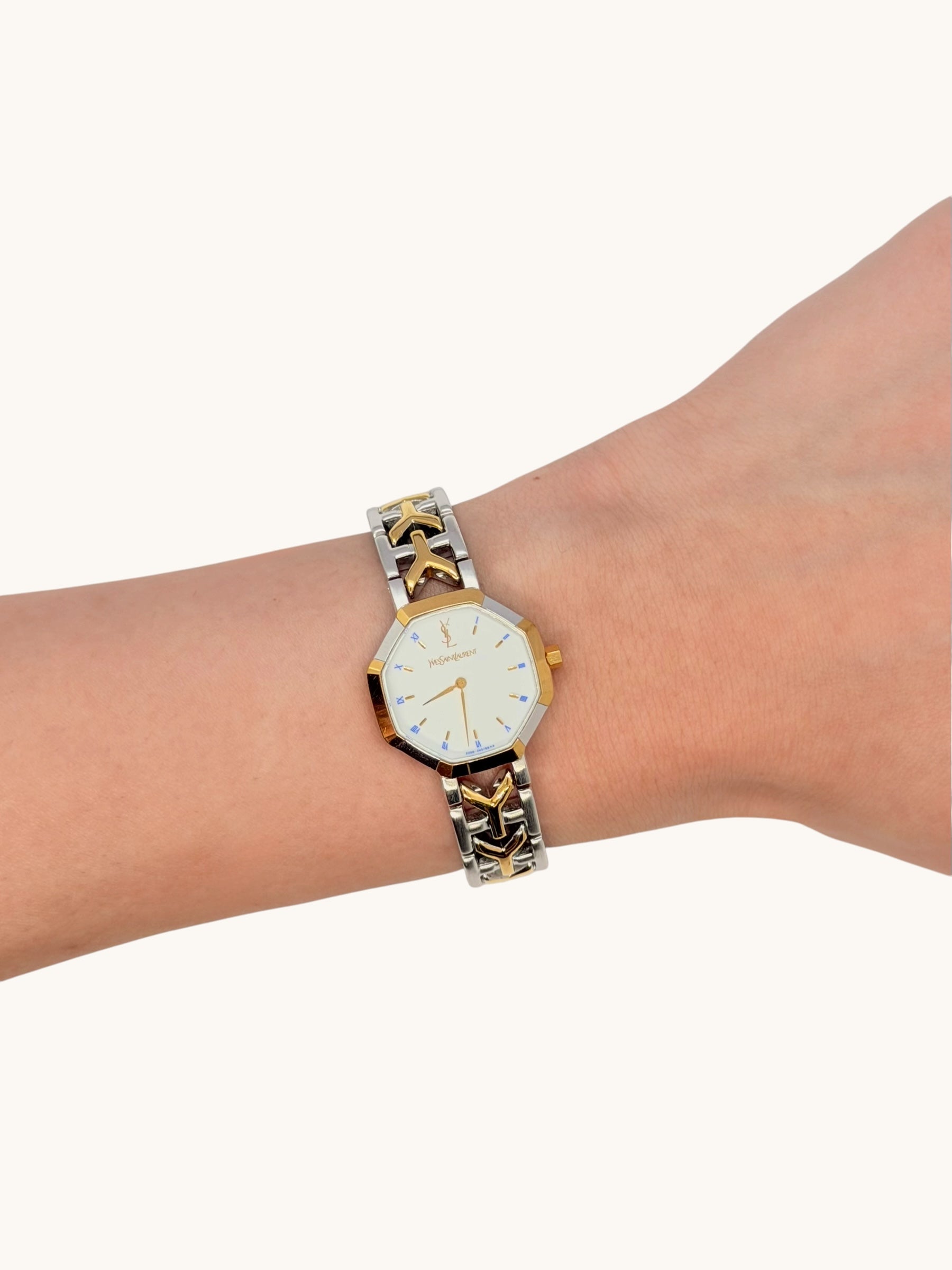 Vintage Yves Saint Laurent Two-Tone Octogonal Watch