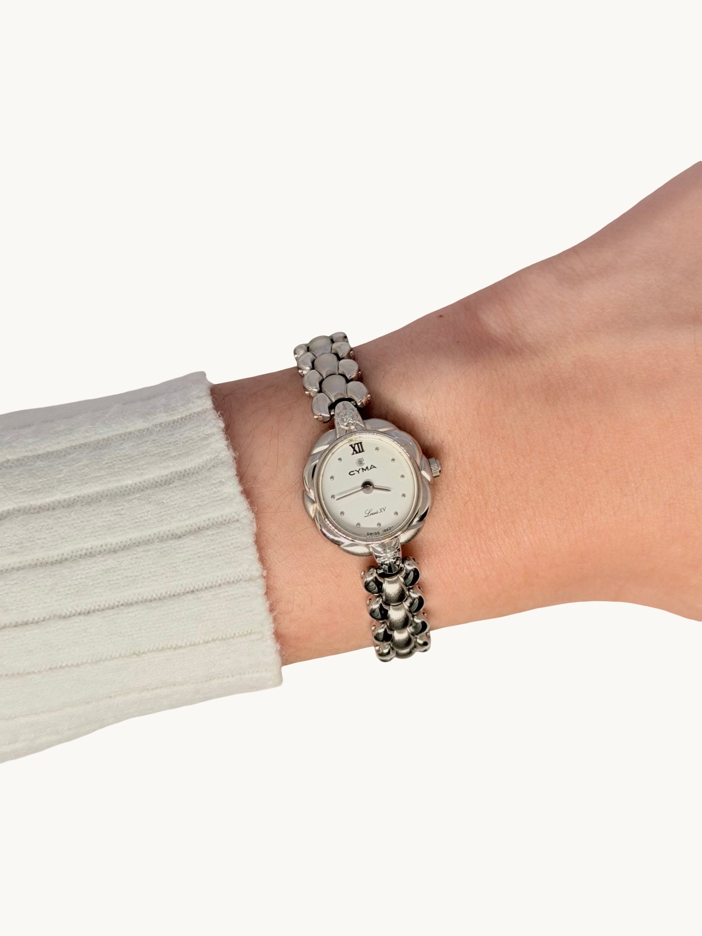 Beautiful silver dainty women's watch accessory